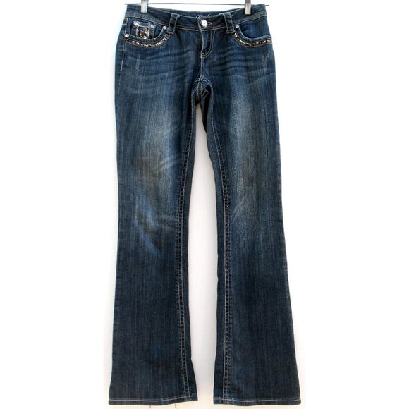 Grace In LA Bootcut Flare Flap Pockets Sz 27 - Picture 2 of 10